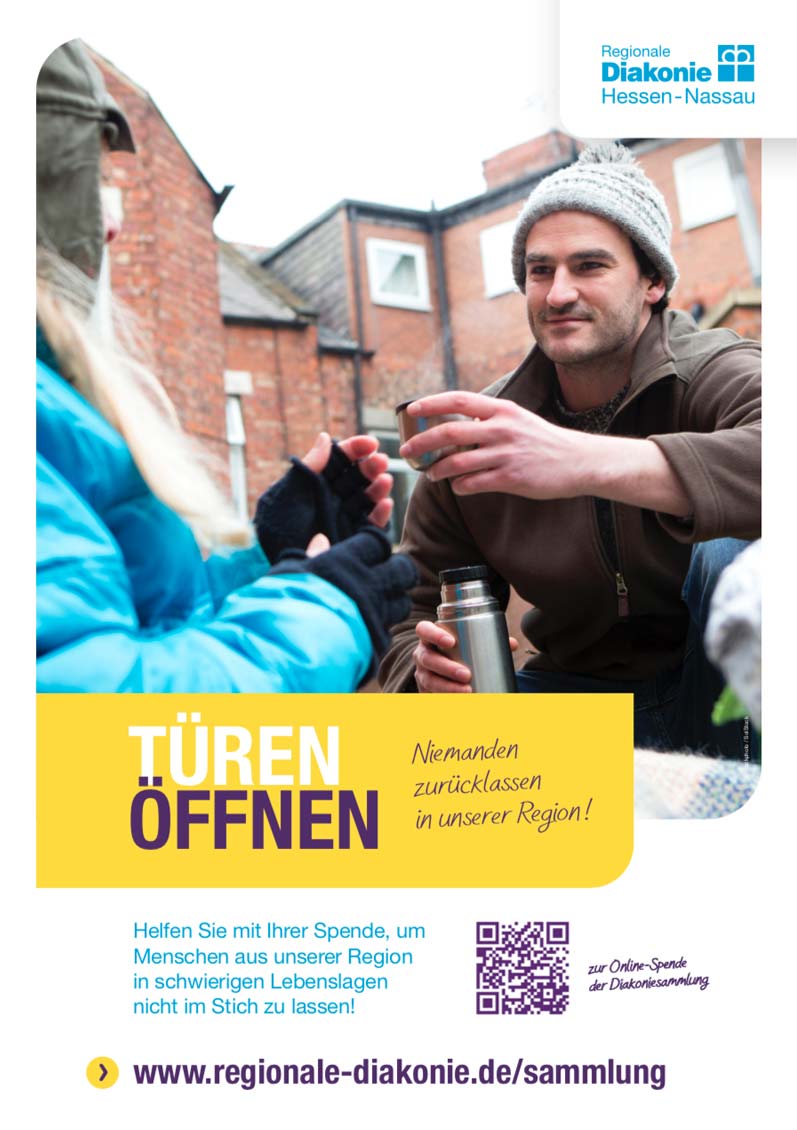 Türen öffnenNiemanden zurücklassen in unserer RegionHelfen Sie mit ihrer Spende, um Menschen aus unserer Region in schwierigen Lebenslagen nicht im Stich zu lassen!www.regionale-diakonie.de/sammlung